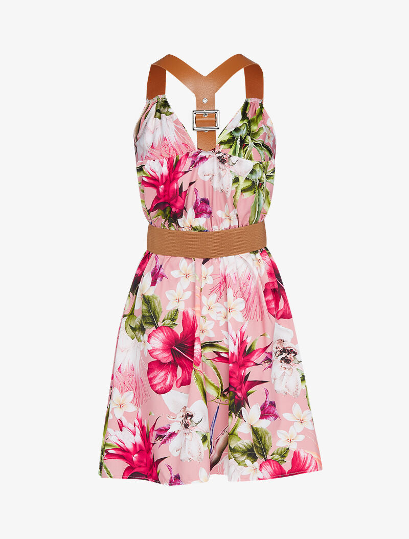 Robe patineuse à bretelles style sangles - rose foncé - 2