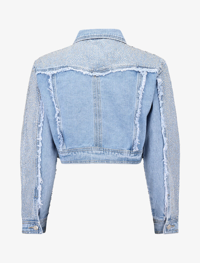 Cropped veste strassée - bleu ciel - 3