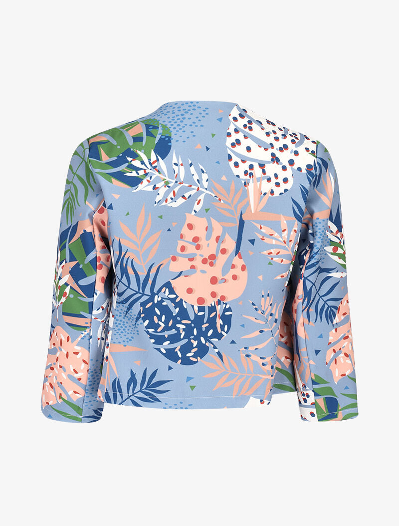 Veste ouverte imprimé feuilles graphiques - bleu clair - 2
