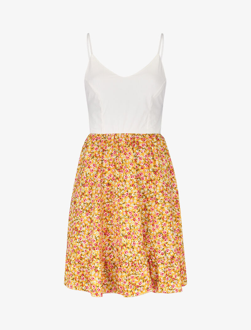 Robe bicolore à imprimés - jaune - 1