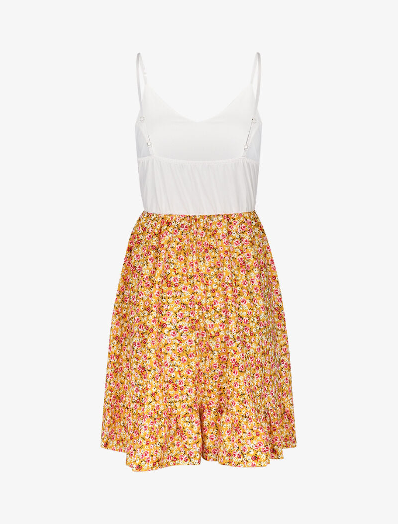Robe bicolore à imprimés - jaune - 2
