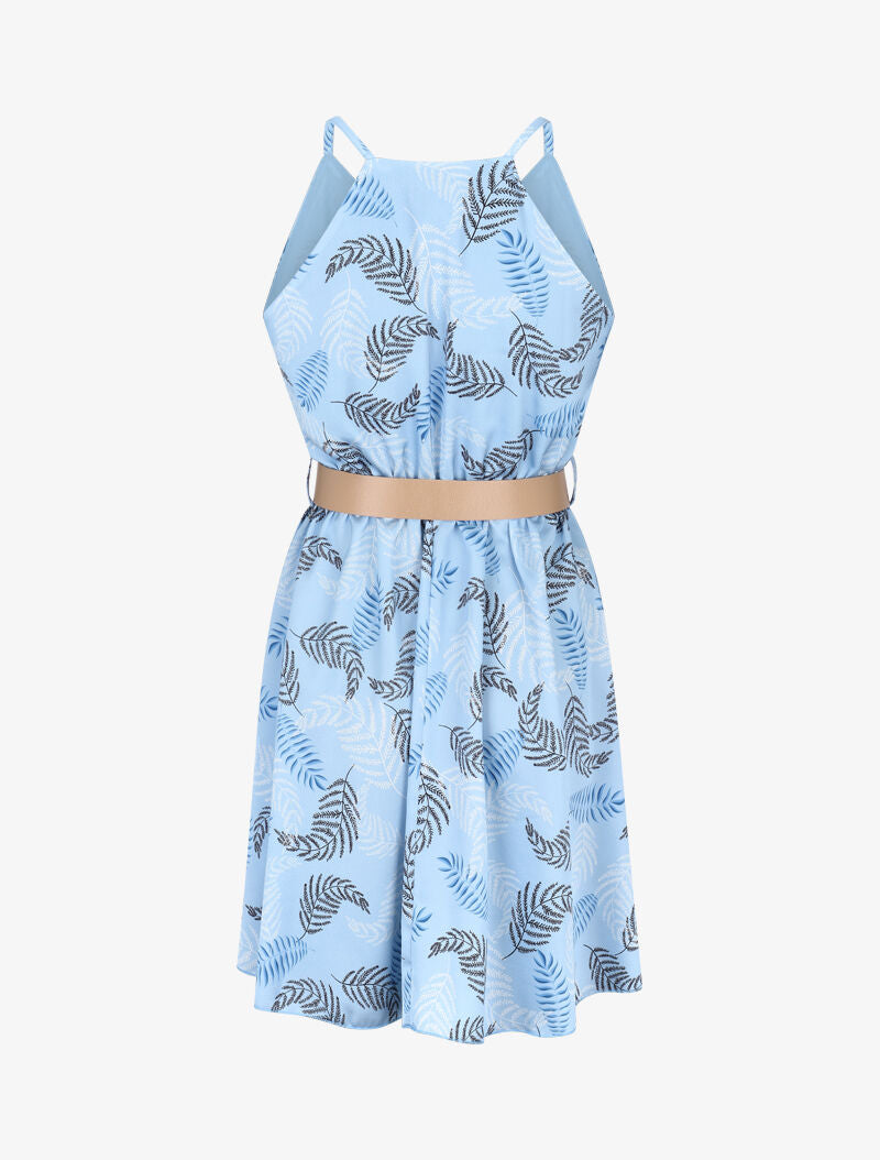 Robe patineuse imprimé fougères - bleu clair - 3