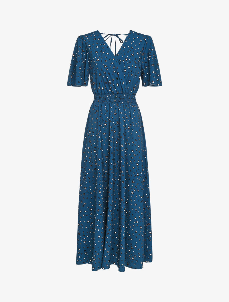 Robe longue cintrée imprimé léopard - marine - 2