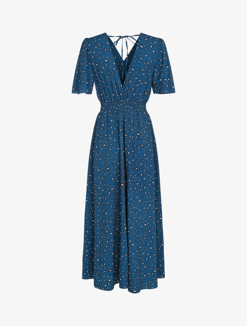 Robe longue cintrée imprimé léopard - marine - 3