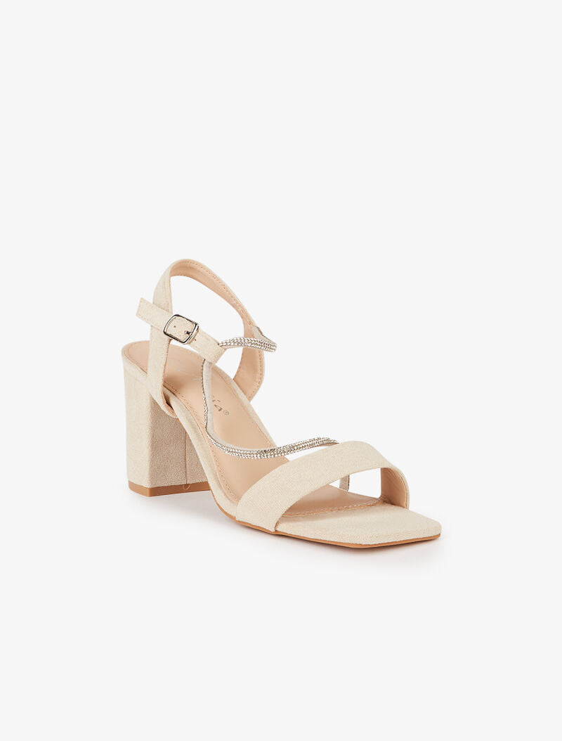 Sandales à ganse strassée ondulée - beige - 2
