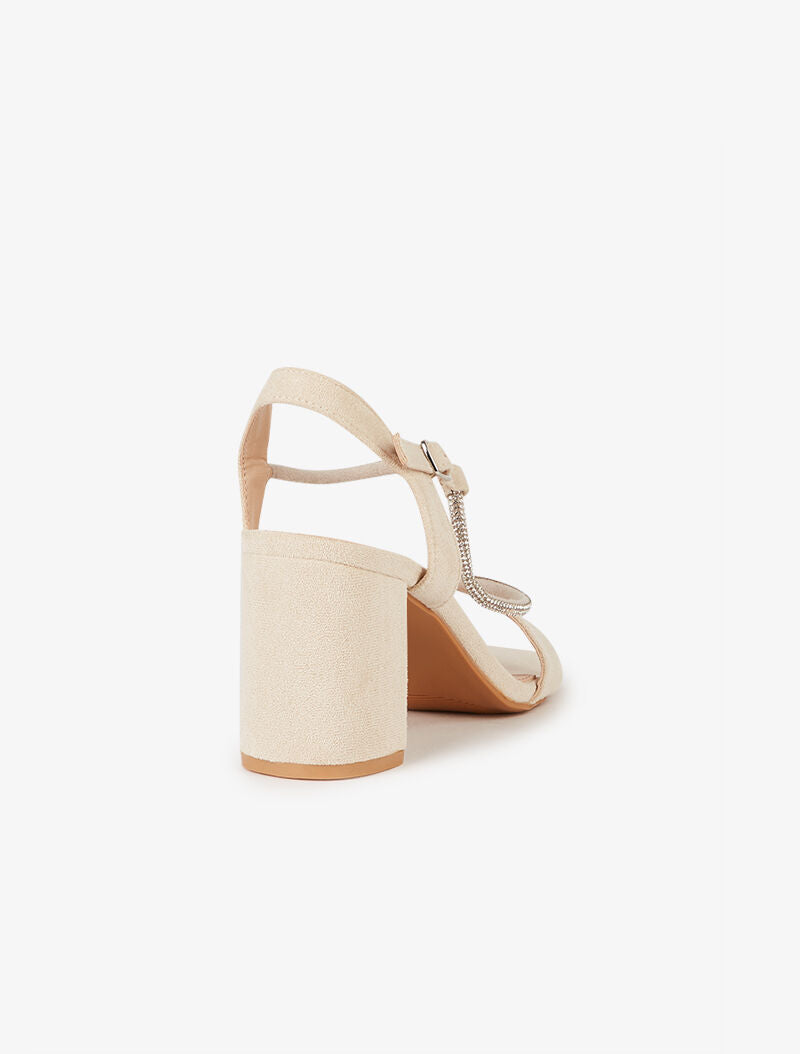 Sandales à ganse strassée ondulée - beige - 4