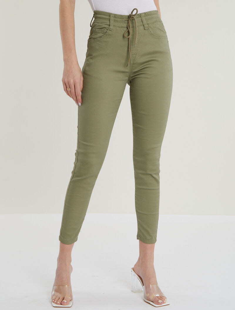 Pantalon à cordons de serrage - kaki - 1