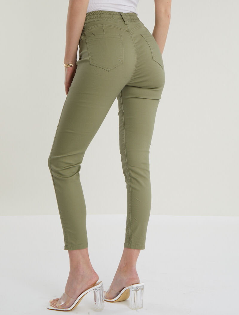 Pantalon à cordons de serrage - kaki - 2