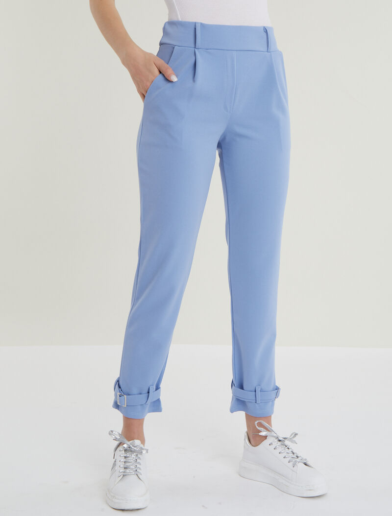 Pantalon carotte à bords stylisés - bleu ciel - 6