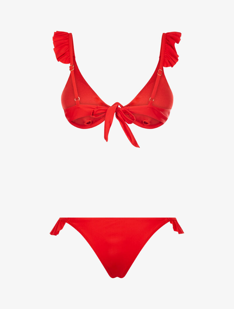 Bikini volanté et tanga - rouge - 4