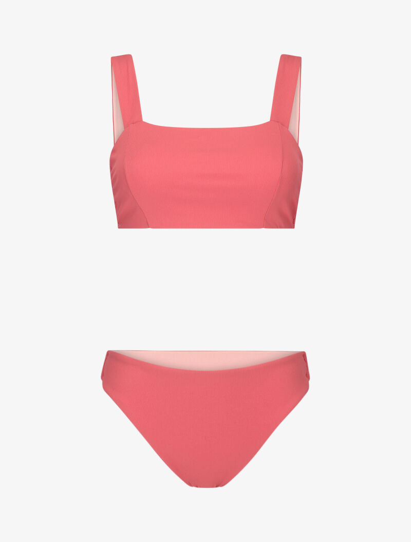Bikini bandeau côtelé - rose - 1