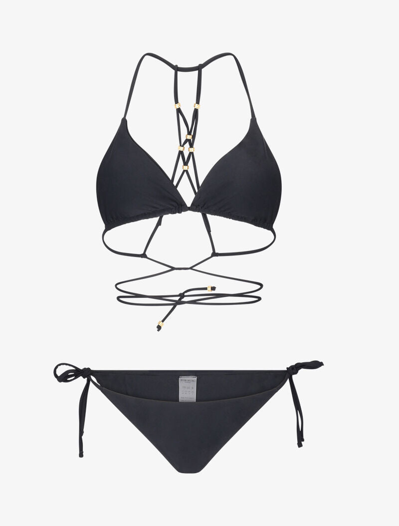 Bikini triangle à détail bijoux - noir - 3