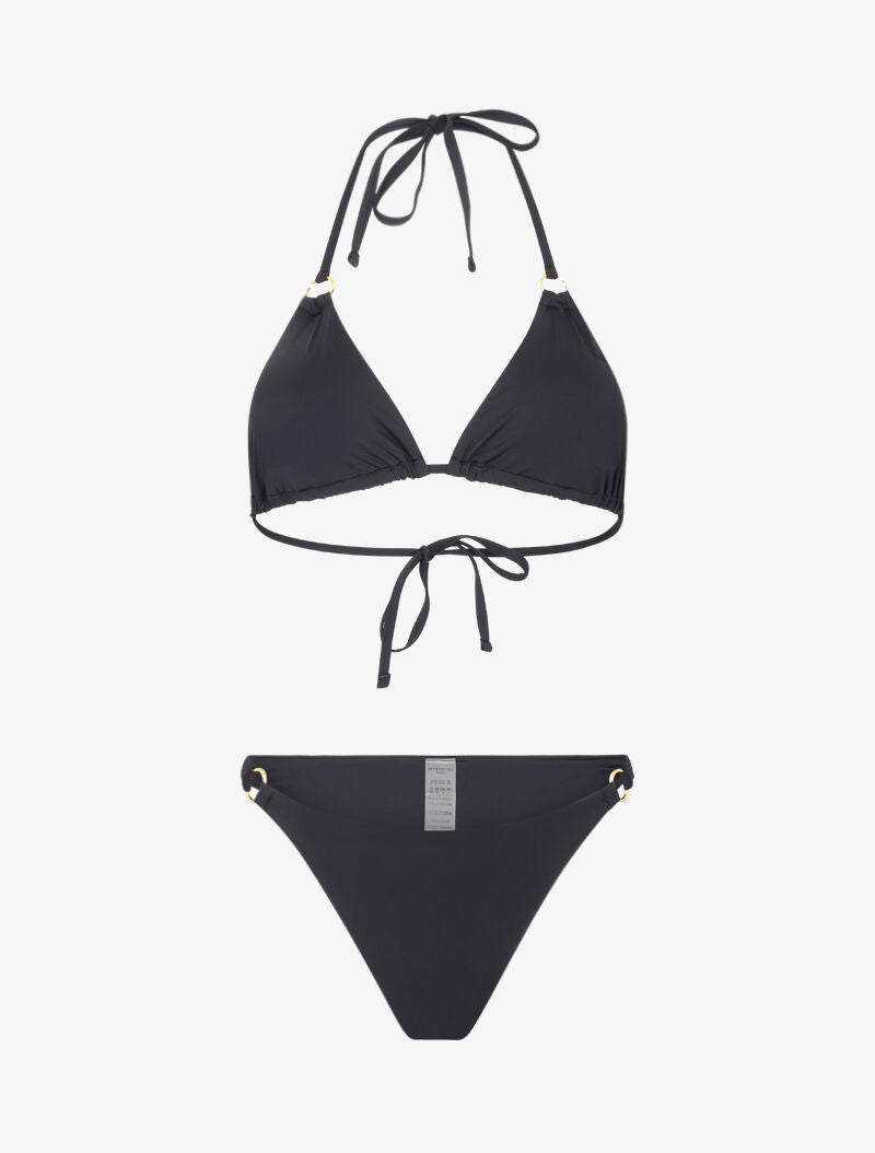 Bikini triangle à anneaux dorés - noir - 3
