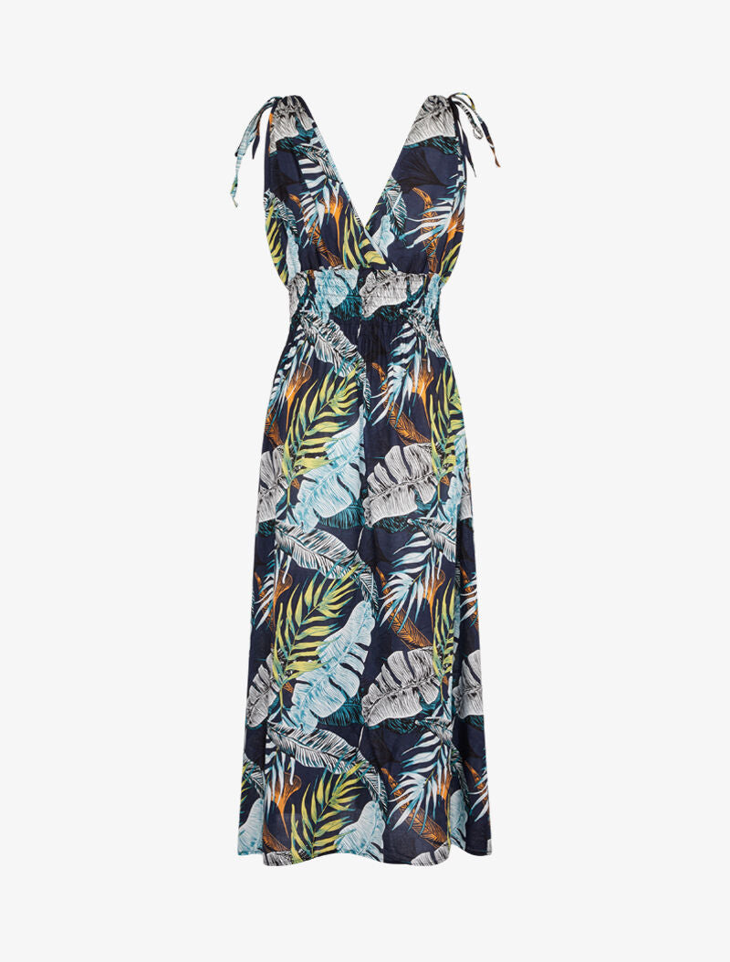 Robe longue cache coeur imprimé jungle - marine - 3