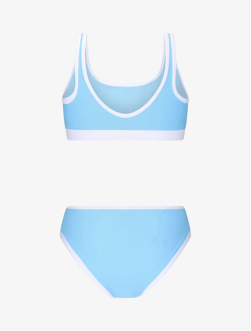 Bikini brassière à bords contrastants - bleu clair - 2