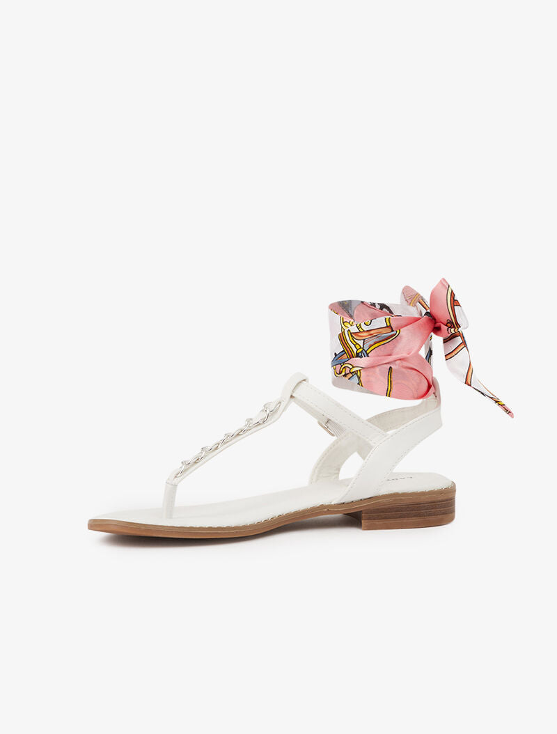 Nu-pieds à tour de cheville foulard - blanc - 3