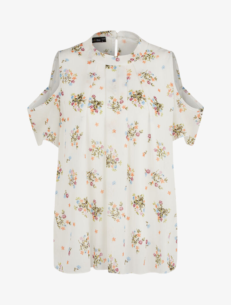 Blouse carrée oversize à découpes - blanc - 1