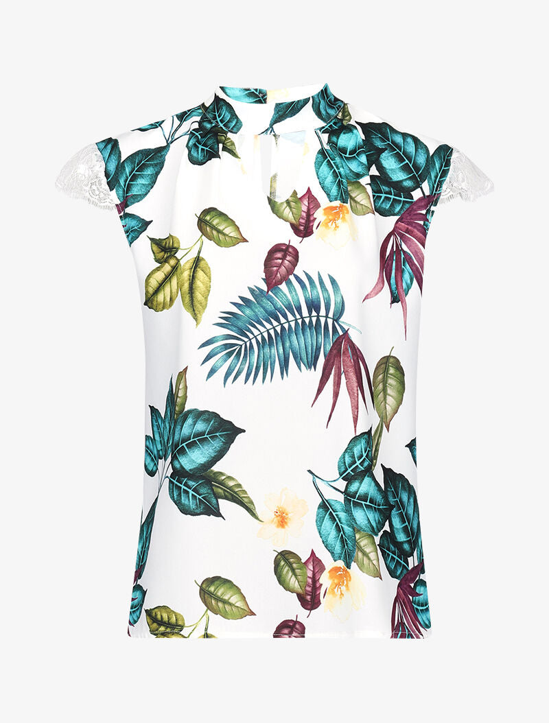 Blouse carrée imprimée à trou de serrure - blanc - 3