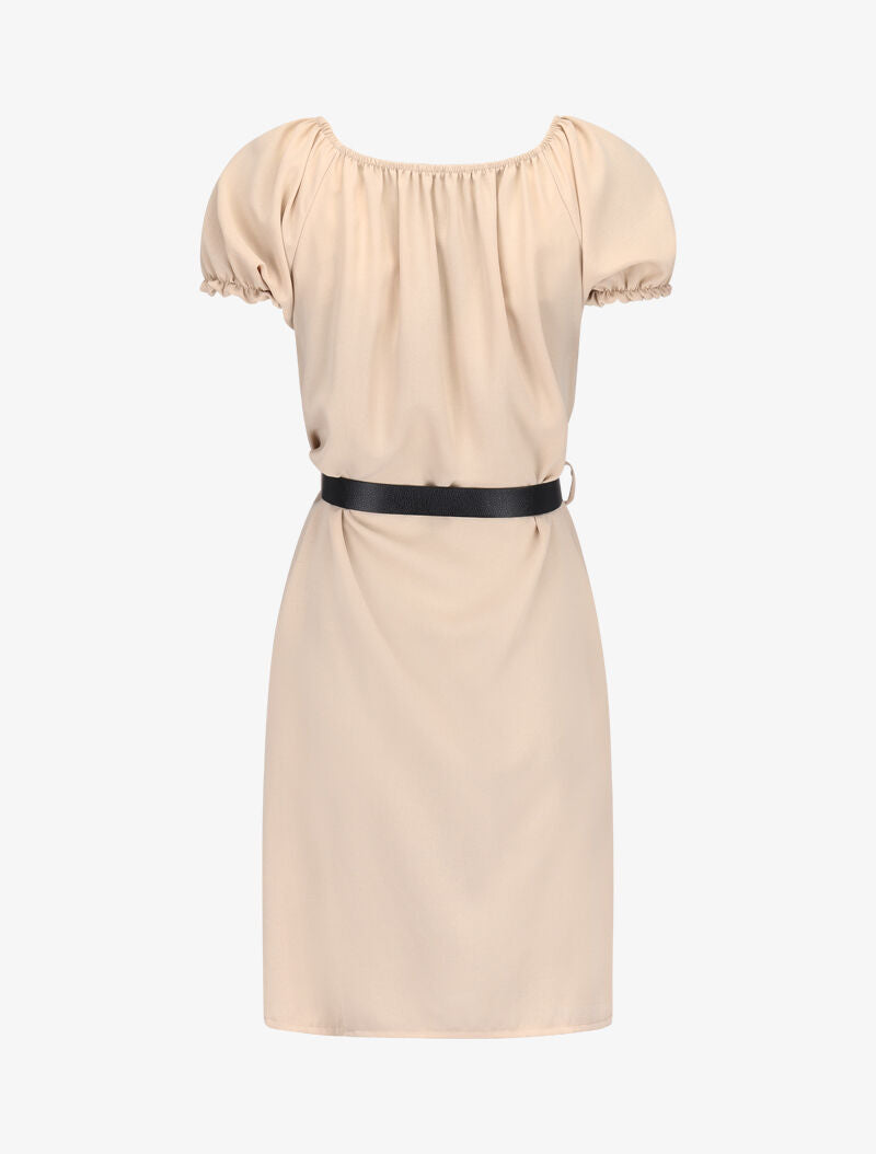 Robe ceinturée à boutons décoratifs - beige - 2