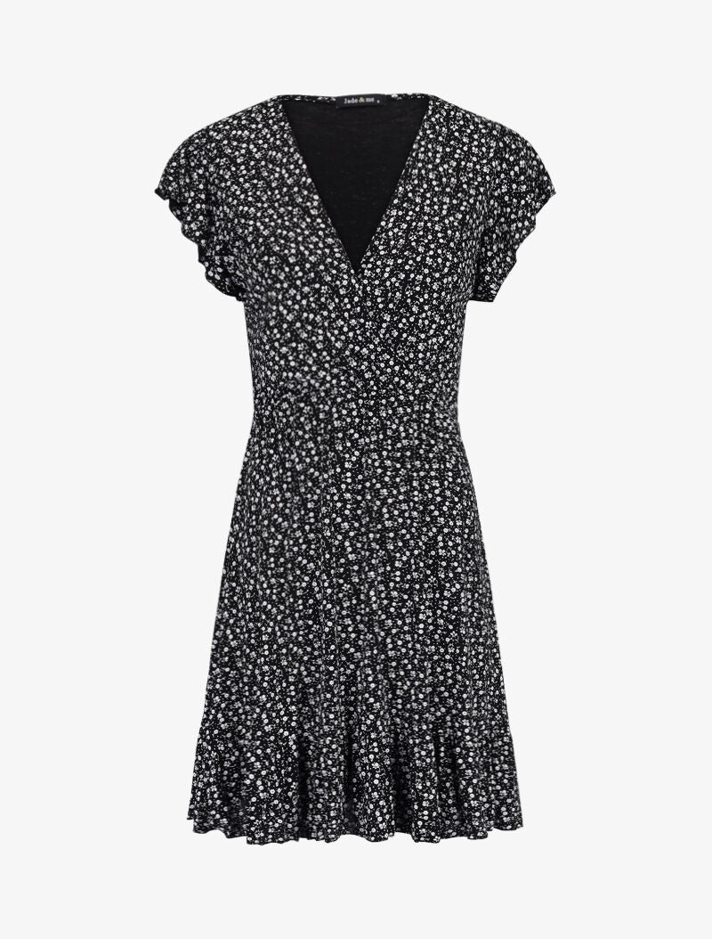 Robe à imprimé petites fleurs - noir - 1