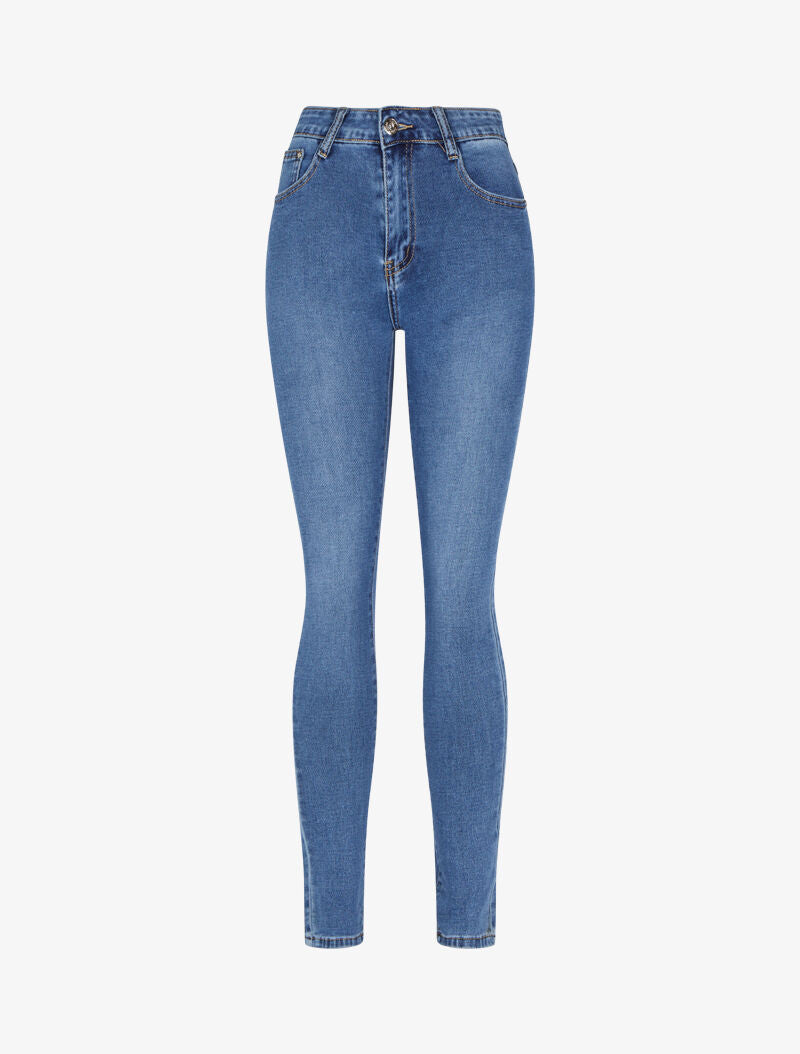 Jean à poches arrière strassées - bleu denim - 3