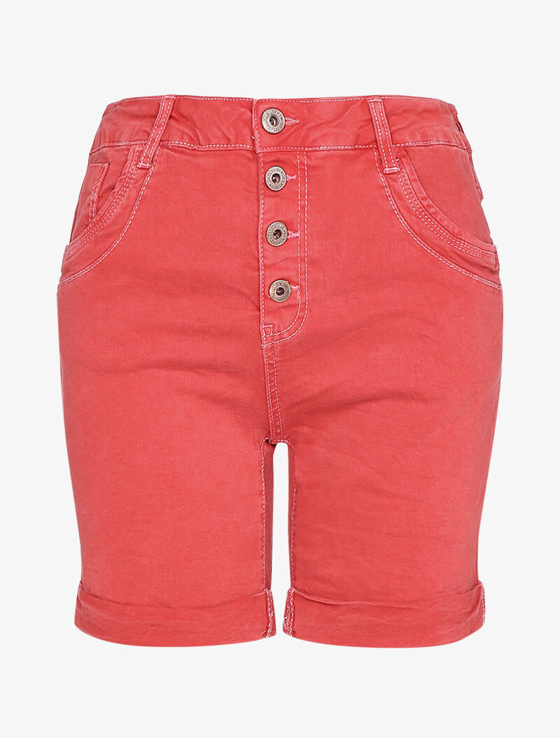 Short loose uni à ourlets - rouge - 3