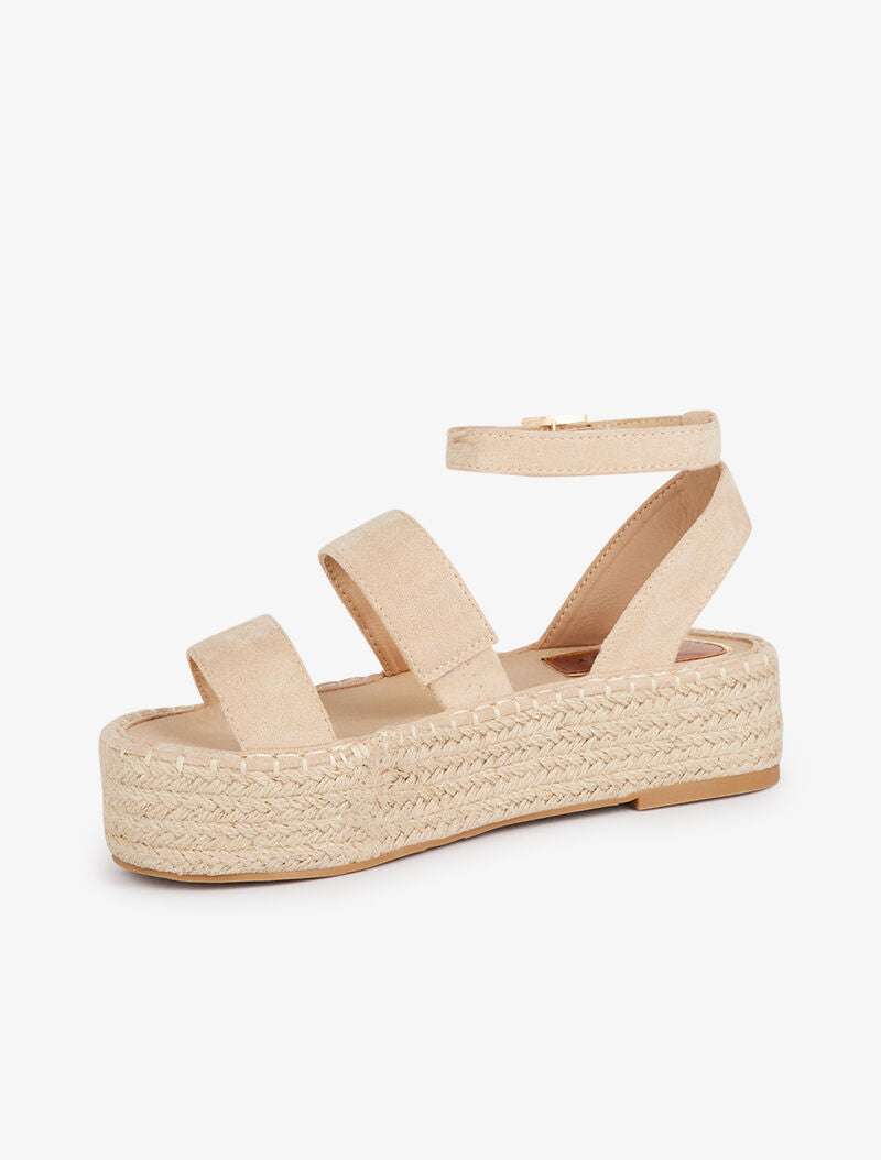 Nu-pieds à plateforme bicolore - beige - 4