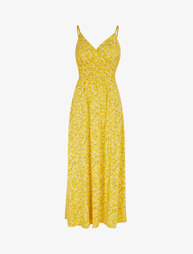 Robe à taille empire et imprimés - jaune - 3