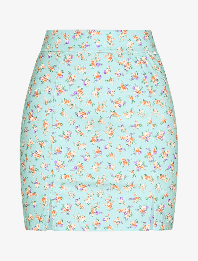 Jupe fendue à imprimés - turquoise - 3