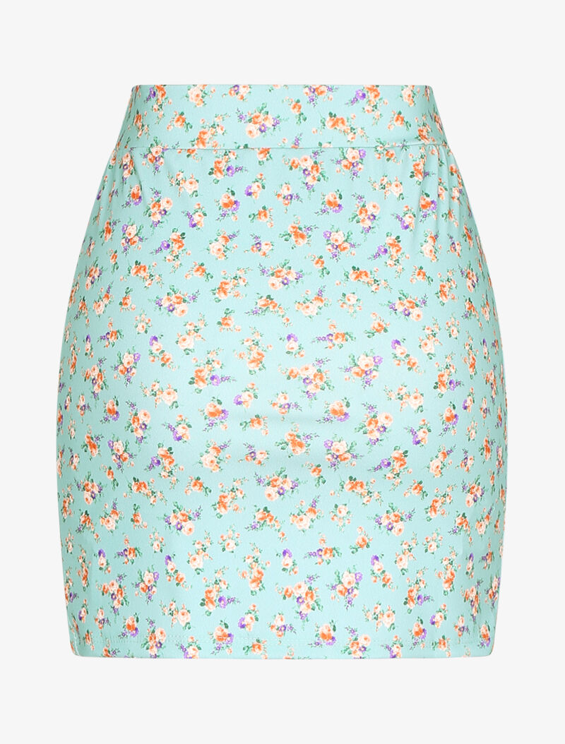 Jupe fendue à imprimés - turquoise - 2