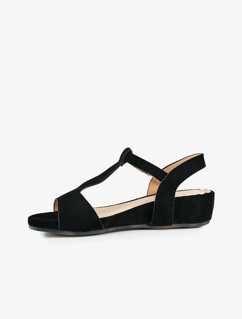 Sandales suédées à bride en T - noir - 4