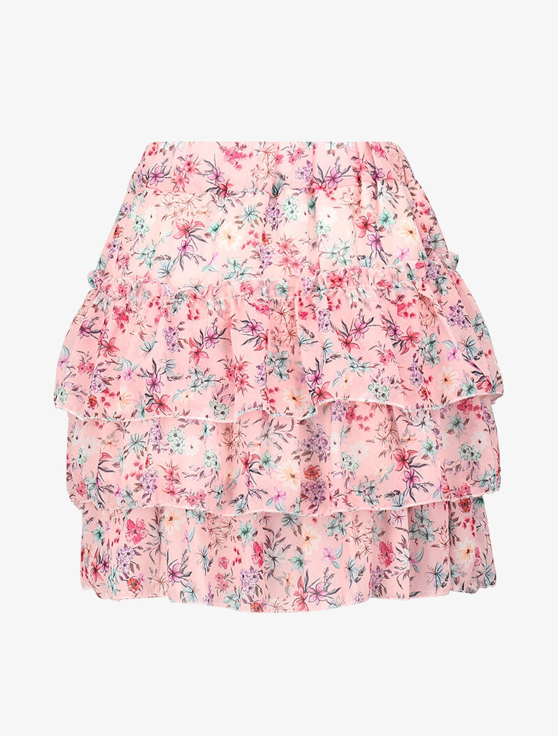 Mini jupe volantée à imprimé floral - rose - 2