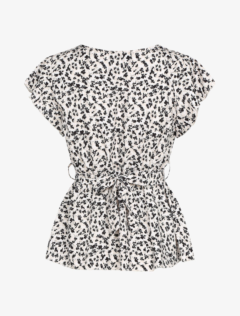 Top péplum à imprimés - beige - 3