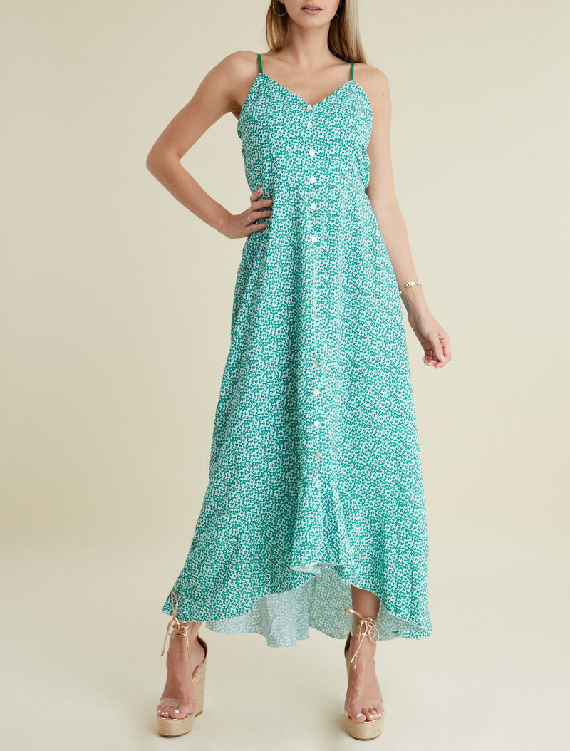 Robe à basque asymétrique imprimé fleuri - vert - 4