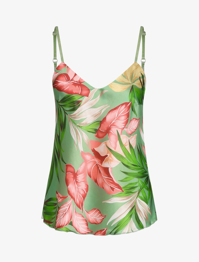 Caraco satiné imprimé jungle - vert - 1