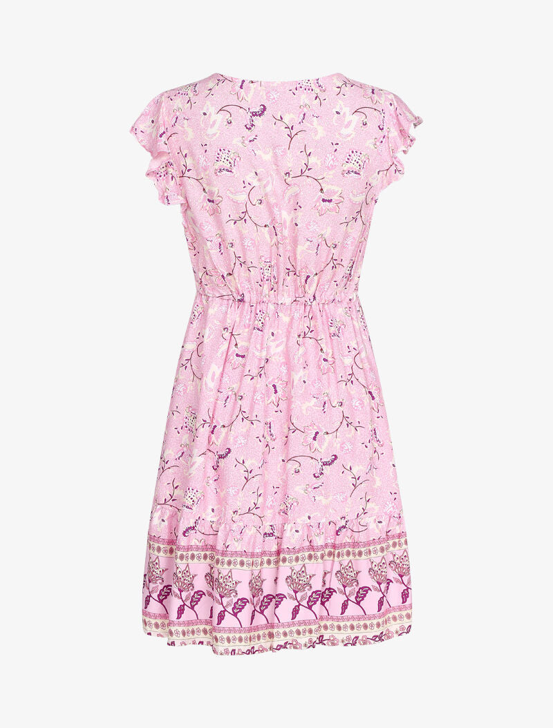 Robe à imprimé floral stylisé - rose - 2
