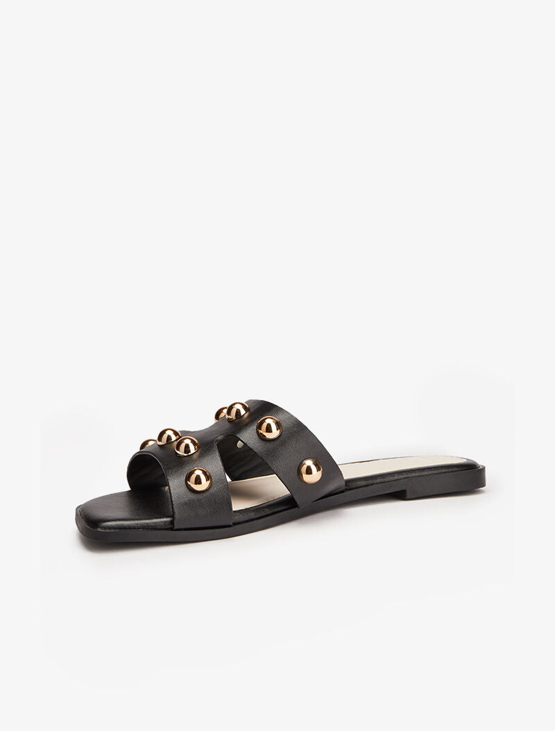 Mules à billes dorées - noir - 4