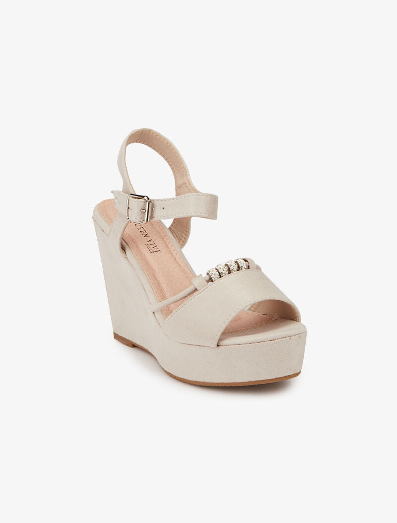 Compensées à bride avant à perles - beige - 2