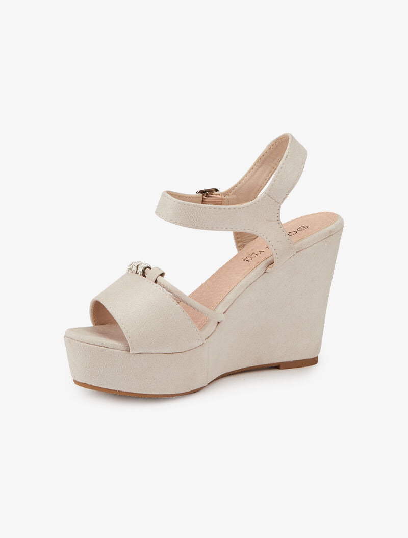 Compensées à bride avant à perles - beige - 3