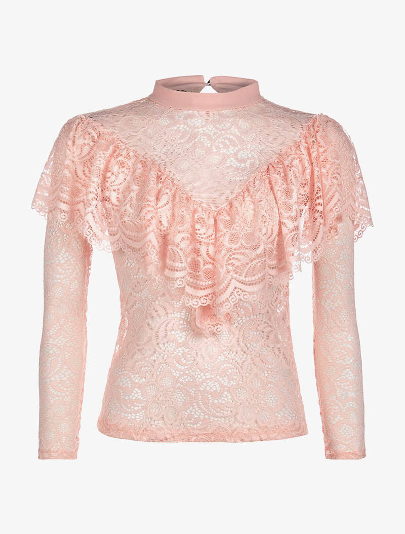 Top dentelle volanté - rose - 1