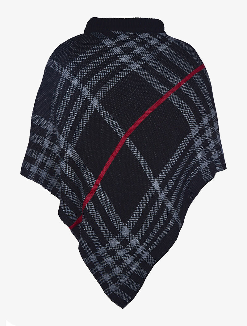 Poncho asymétrique à motifs - noir - 2