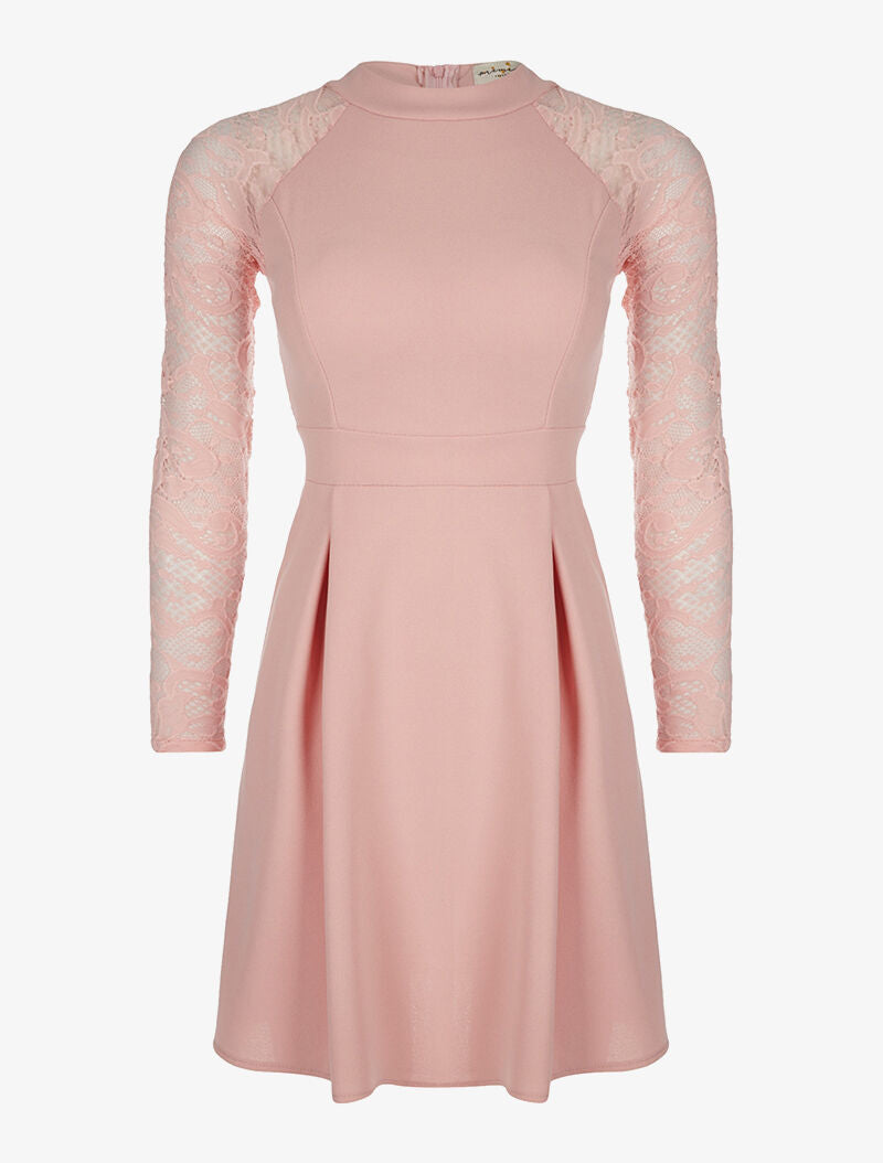Robe bras et dos dentelle - rose - 3