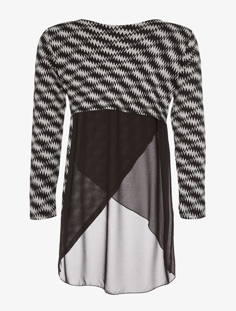 Pull croisé à voiloige - noir/blanc - 2
