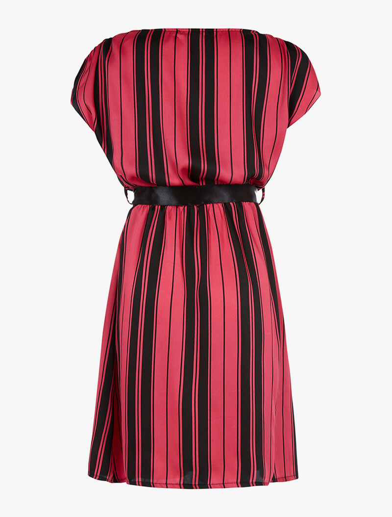 Robe satinée à rayures - fushia - 2