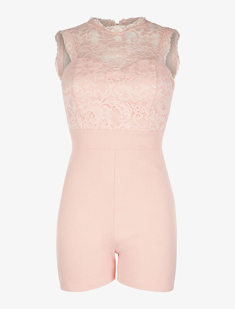Combishort buste dentelle dos nu - rose - 1