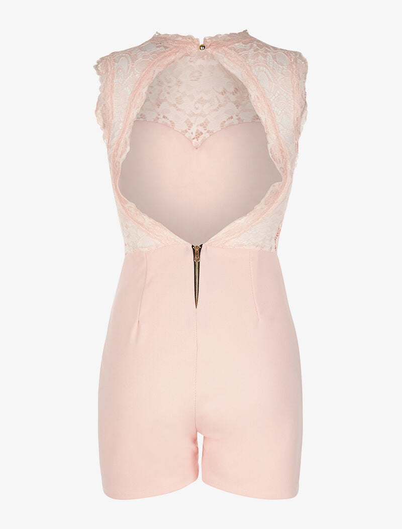 Combishort buste dentelle dos nu - rose - 2