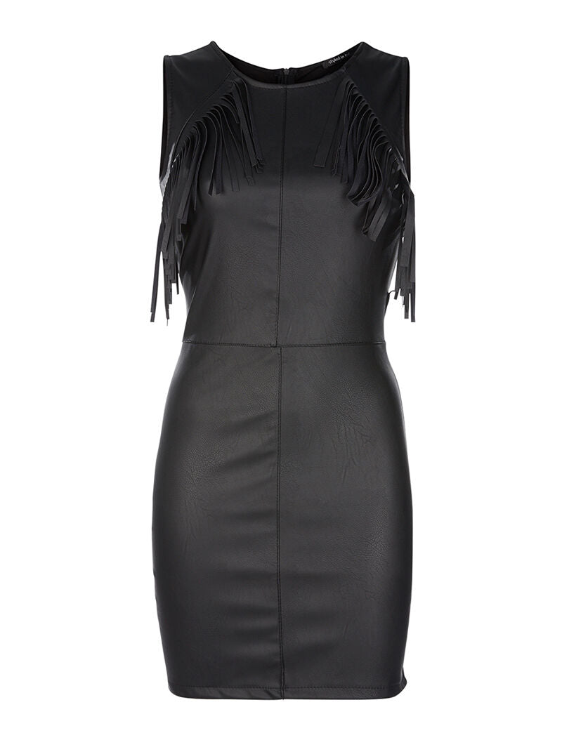 Robe avant en simili frangé - noir - 3