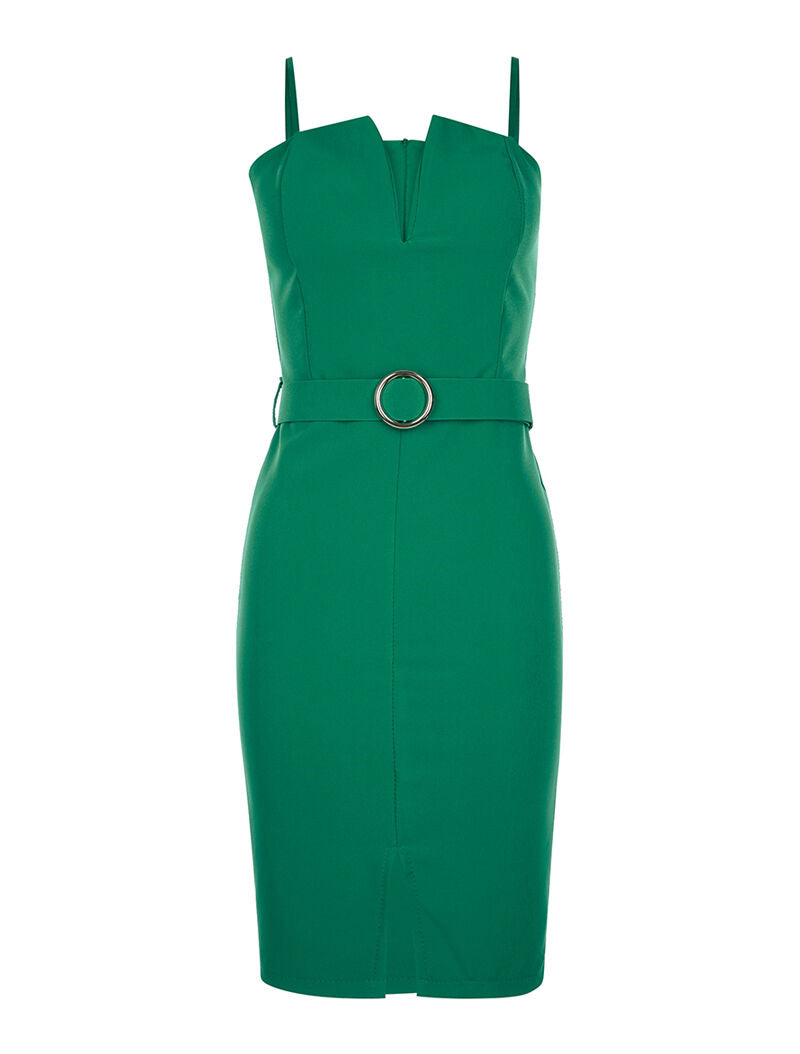 Robe décolleté V coqué - vert - 3
