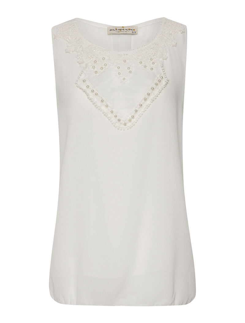 Débardeur plastron perlé - blanc - 3