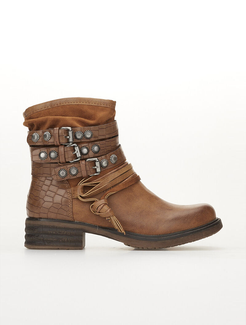 Boots cheville suédine à brides - camel - 5